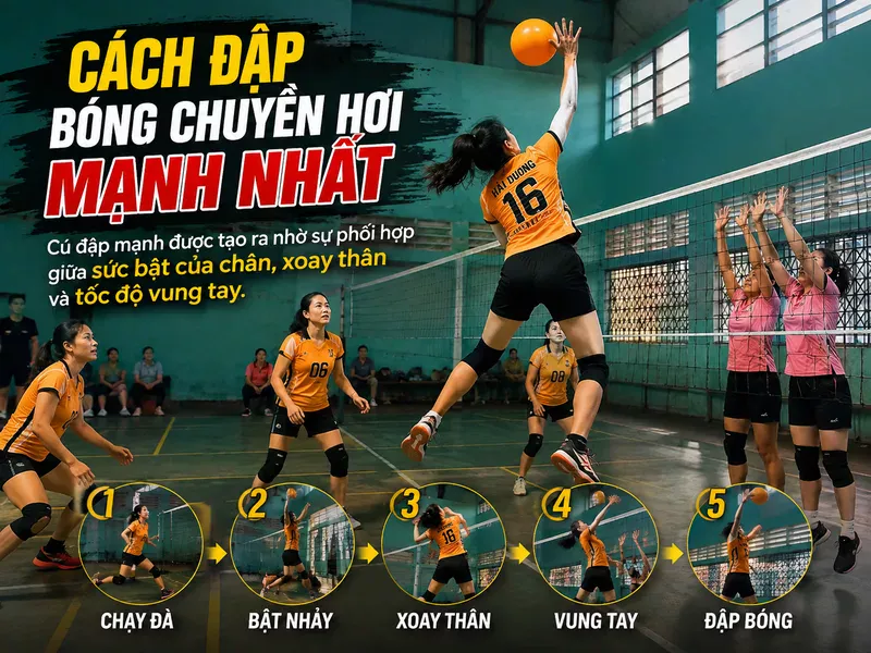 Cách đập bóng chuyền hơi mạnh nhất giúp tăng lực và ghi điểm